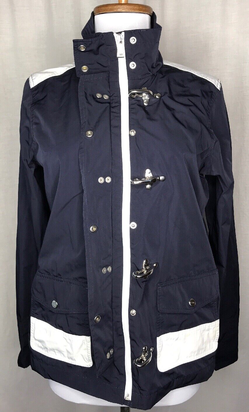 Lauren Active Ralph Lauren Jacket Navy Blue Womens S Metal Clasp Buckle  Zipper