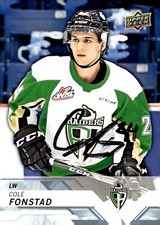 Cole Fonstad - Signed 2018-19 Upper Deck CHL Hockey Card #36