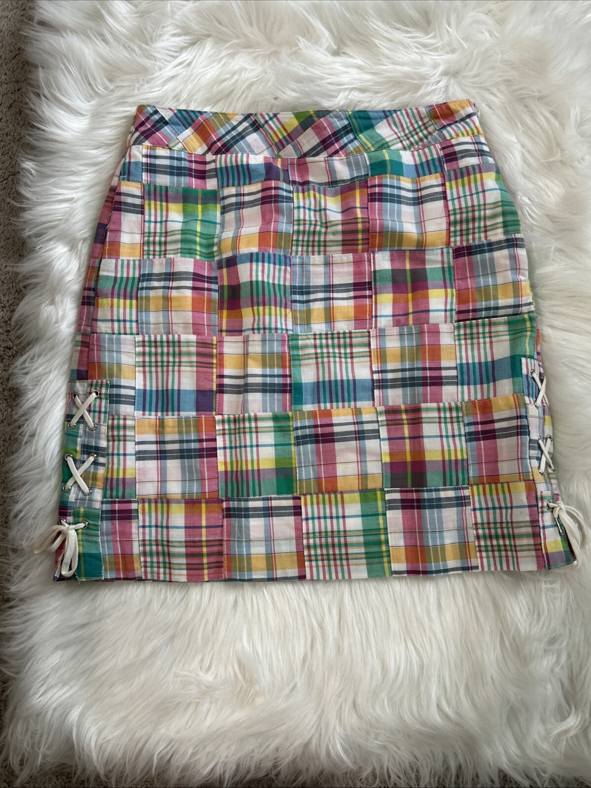 Talbots Petites Madras Plaid Patchwork Skirt Size… - image 1