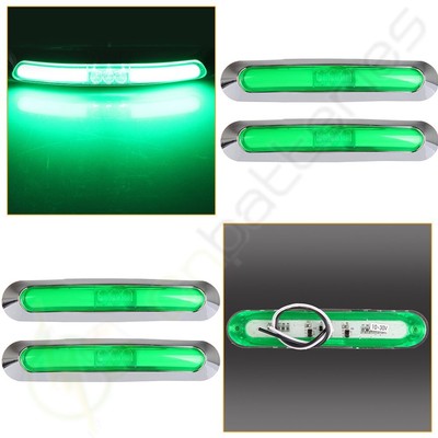 4pcs Green LED 10V-30V 21 LED Universal Side Marker Clearance Indicator Light