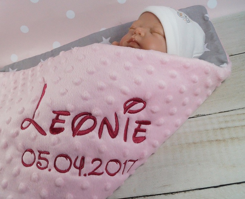 ★Zweilagige Decke ★ Babydecke mit Namen ★ Baumwolle ★ 75 x 100 cm ★ MINKY ★