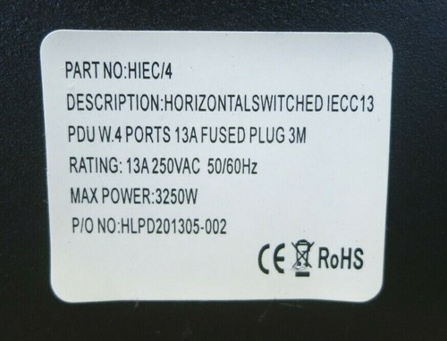 Titan 4 Way Horizontal IEC C13 PDU Switch To 3m Lead Rack Mount 3250W HIEC/4 - 第 6/10 張圖片