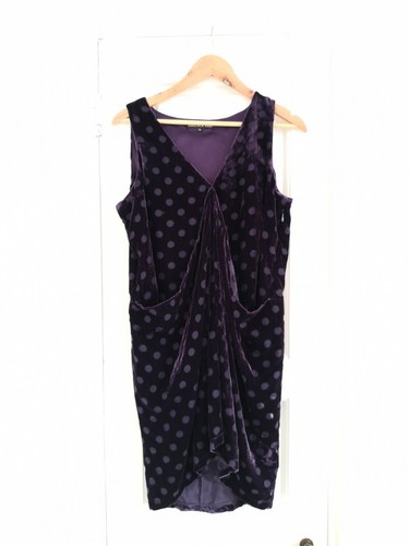 Biba, Biba vintage dress tunic purple velvet polka dots size 12