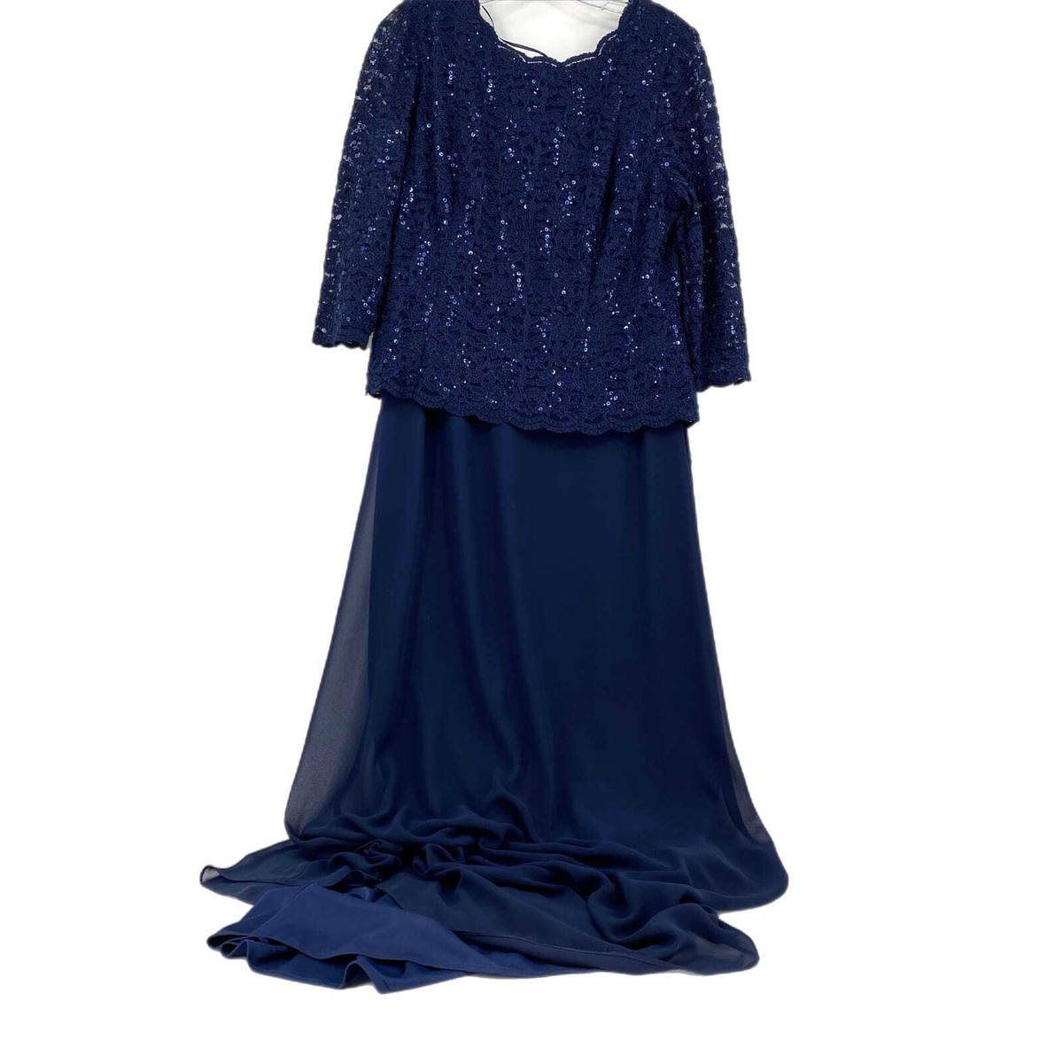 alex evenings blue dress Dusty Blue Long Beaded Prom Dress with Sheer Corset Dusty Blue / 3XLarge main image 1