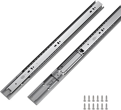 3-Fold Soft Close Drawer Cabinet Extension Slides Metal 24'' Heavy Duty 1 Pair