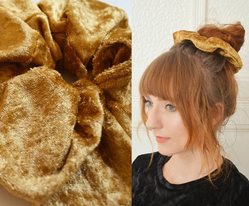 Scrunchie grand porte tresse BEAUCOUP de couleurs panne velours fait main années 90 - Photo 3/33