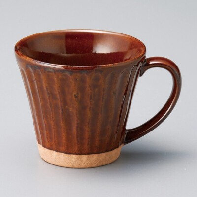 Mino Ware Japanisch Töpferei Becher Tasse Kaffee Tee Brown Glaze Scrape Ab Japan