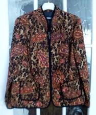 Ladies Lightweight Quilted Jacket Zip Up Black Black Brown Orange Size Large New