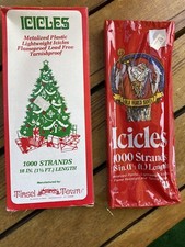 Vtg Lot 2 Old World Christmas Tinsel Silver Icicles 1000 18" Strands USA NOS