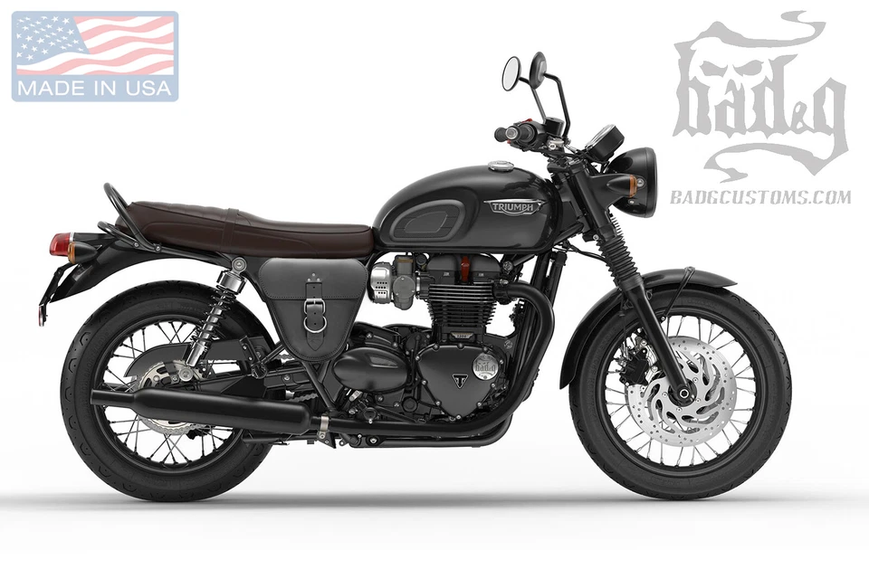 Bolso con cubierta lateral Triumph NEGRO cuero de vaca cuero de grano superior - TSB01 BAD&G personalizado Foto 4 de 4