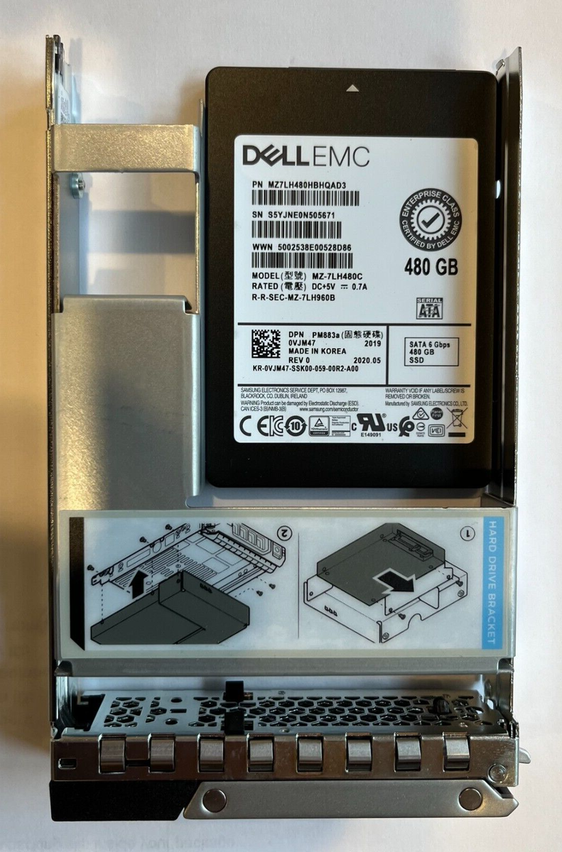 VJM47 DELL SAMSUNG 480GB SATA 3.5 6Gb/s SSD RI MZ-7LH480C R640