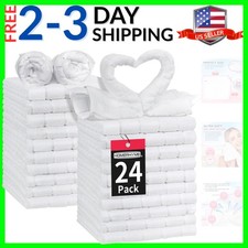 White Washcloths, 24 Pack Microfiber Face Cloths, Soft Bulk Fingertip Towels,...