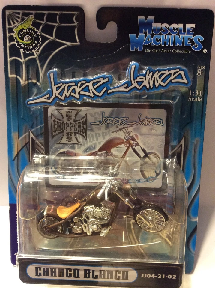 Muscle Machines JESSE JAMES Chanco Blanco Motorcycle 1:31 Scale  JJ04-31-02 - Image 2 of 2