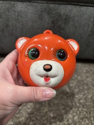 Vintage 70s Sankyo Japan Musical Pull String Red Toy Bear w