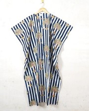 Indian Black Tree Stripe Dress Kaftan Maxi Long Women's Boho Size Beach Caftan