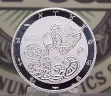 2021 $5 Tokelau Zodiac Signs *AQUARIUS* 1oz .999 Silver Coin #EC2 ECC&C, Inc.