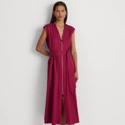 Ralph Lauren Women s Shantung Cap Sleeve Full Zip Dress Size 18W