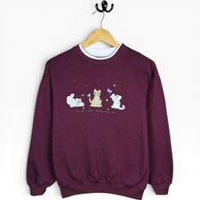 Cute Vintage Embroidered Cat Crewneck Kittens Graphic Size Small Sweater Cottage