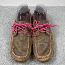 Twisted X Shoes Driving Moc Moccasins Brown Leather Pink Women s 8.5 Casual