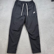Nike Mens Black Woven Tapered Track Pants Joggers Size Medium Embroidered Logo