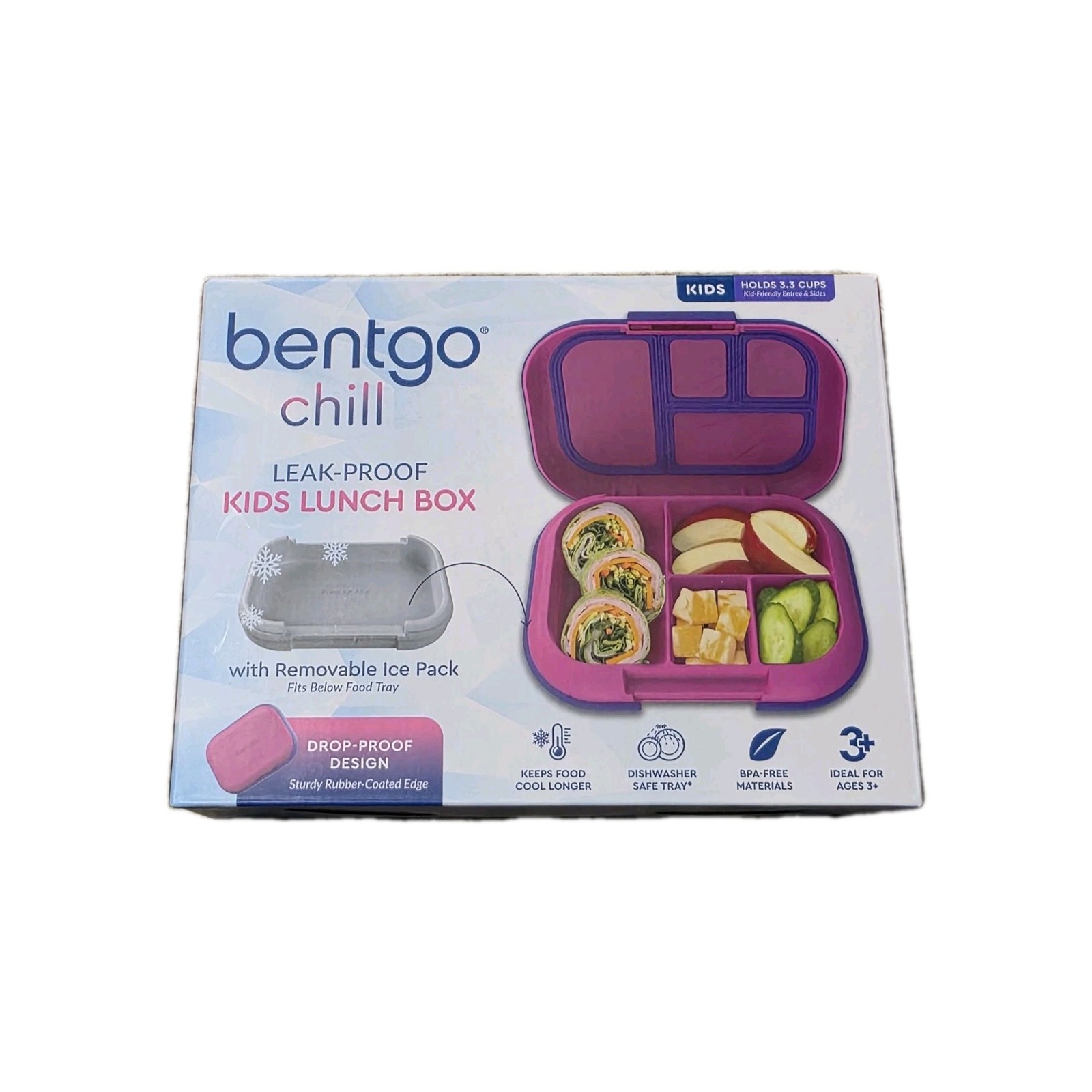 Bentgo Chill Leak-Proof Kids Lunch Box, Pink, Removable Ice Pack, Ages 3-7 *New*
