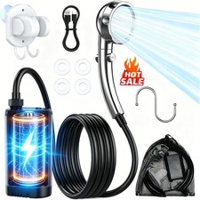 Portable Camping Shower Pump , Rechargeable with Adjustable Shower Head Outdoor