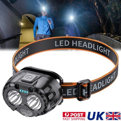 New Super Bright USB Rechargeable Headlamp Waterproof LED Head Torch Headlight