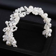 Hair Piece for Wedding Pearl Headbands Women Crystal Bridal Accessories