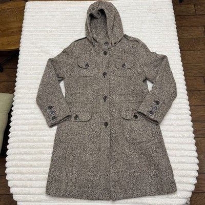Apt 9 Women's Light Brown Wool Blend Hooded Long Coat Removable Hoodie|Size XL