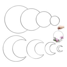 8Pcs Silver Macrame Dream Catcher Rings, 4 Size Metal Hoops DIY Floral Macram...