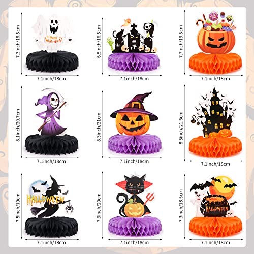 9pcs Honeycomb Halloween Table Centerpiece 3D Pumpkin Ghost Halloween Honeycomb - Picture 3 of 8