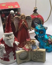 Vtg Christmas Ornaments Lot Of 5 Norman Rockwell Bulb, R. Stanley Cat Ect