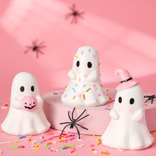 3 Pcs Pastel Halloween Ghost Figurines Pink White Cute Ghost Summer Halloween Ta
