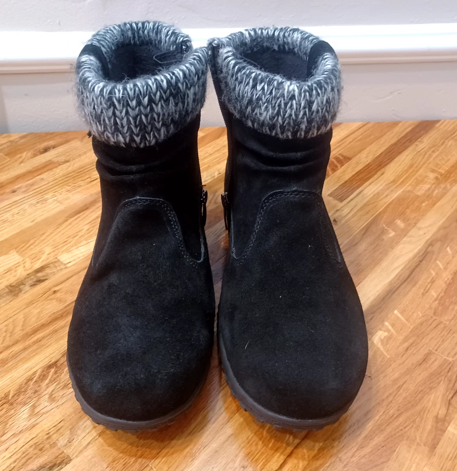 Khombu Laura女式10米黑色人造毛皮/皮革拉链圆头踝靴 — 第 2/4 张图片