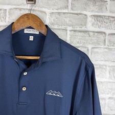Peter Millar Summer Comfort Men MEDIUM Navy Blue Golf Polo Shirt Desert Mountain