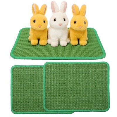 2 Pcs Green Rabbit Scratcher Mat, Natural Sisal Cat Bunny Rabbit Scratching P...
