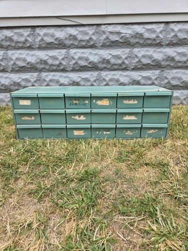 Vintage Industrial 18 Drawer Parts Cabinet