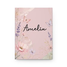 Personalized Name Notebook Journal  Floral Butterfly Cover, Custom Gift for Her