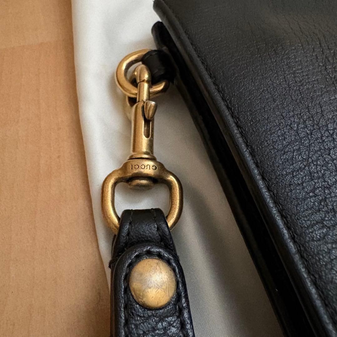 GUCCI Bee Clutch Bag Animalière Leather Black From Japan thumbnail 4