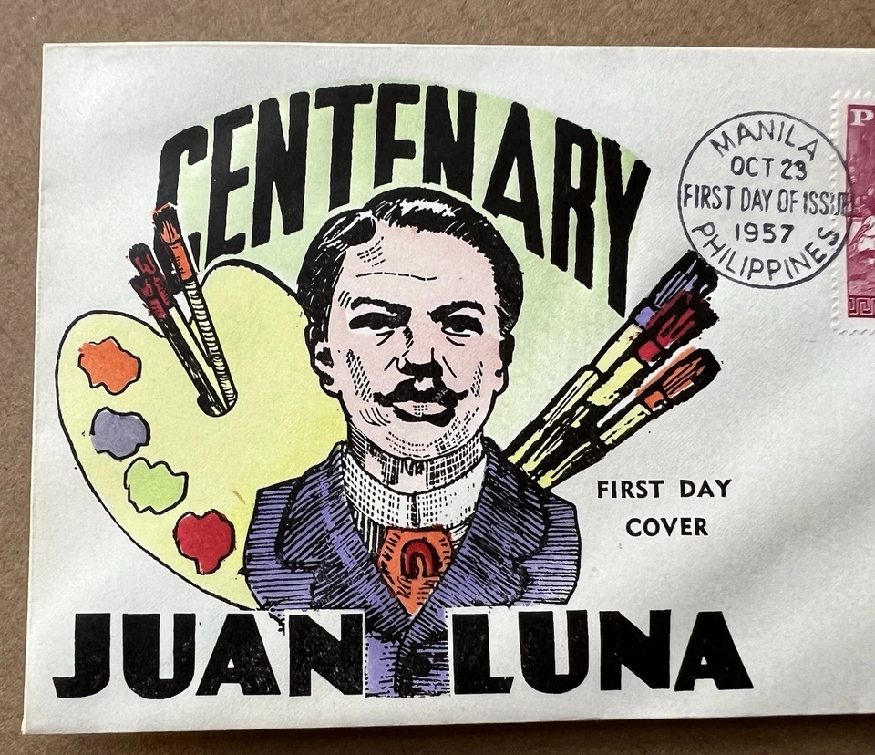 Filipinas 1957 Juan Luna Centenario FDC Manila Primer Día Cubierta Foto 2 de 4