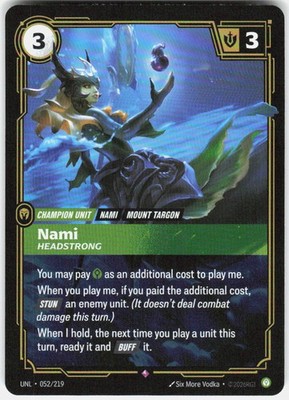 Nami Headstrong Foil 052/219 Unleashed Riftbound League of Legends