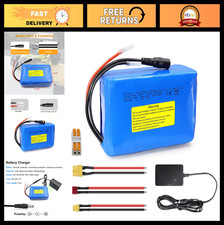 36V 5Ah Rechargeable Li-ion Battery Pack with Charger Cable, 10A BMS