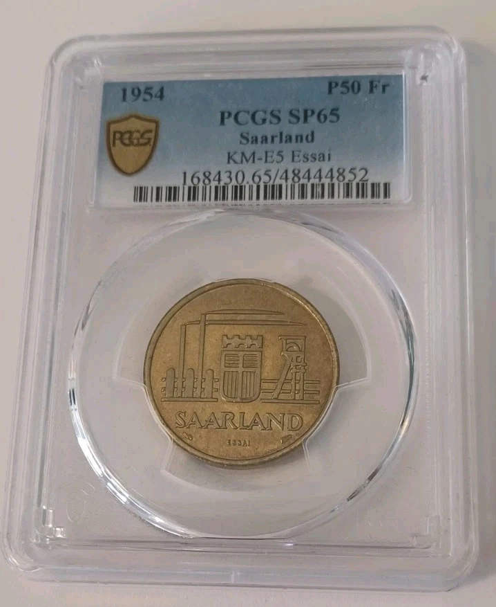 Saarland 1954 PCGS SP65  KM-E5 Essai  50 Franken PROOF - Image 2 of 3