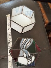 Ancienne boite à bibelots bugs bunny vitrail - 1996 Warner Brothers 4 pouces