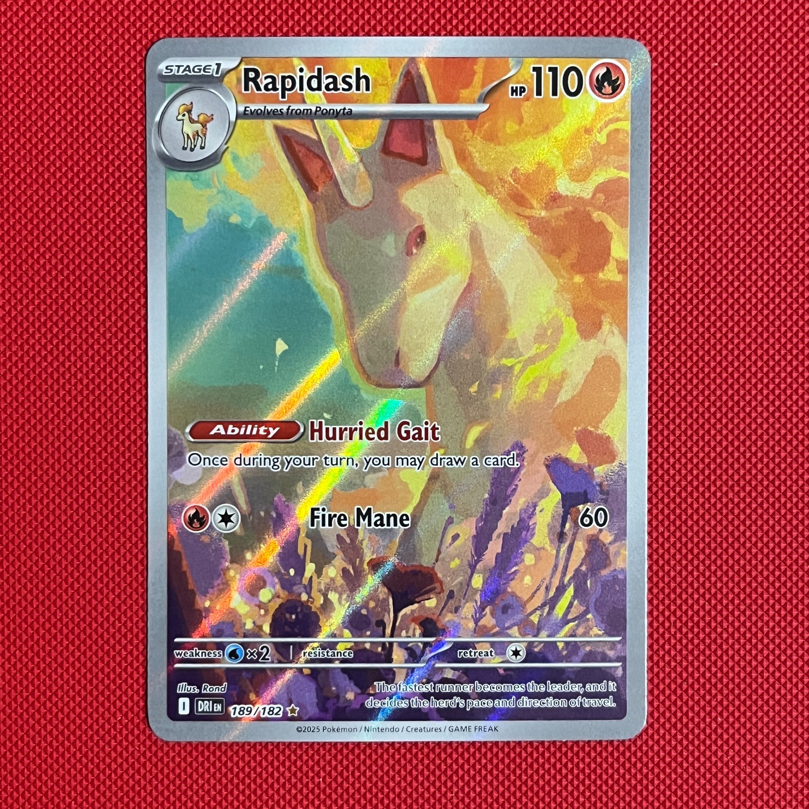 Rapidash 189/182 Illustration Rare – Pokemon Card TCG – SV: Destined Rivals - NM