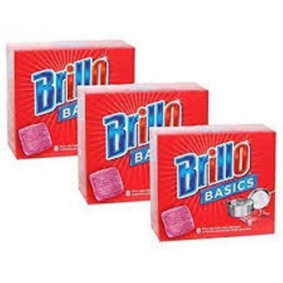 Brillo Basics Steel-wool Soap Pads, 8-ct. Boxes - Pack of 3 1