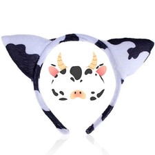 Cow Ears Headband Halloween Cow Hairband Cute Black White Cow Elastic Hair Ho...