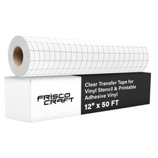 Clear Vinyl Transfer Tape Roll w/Alignment Grid Application Tape, Medium Tack...