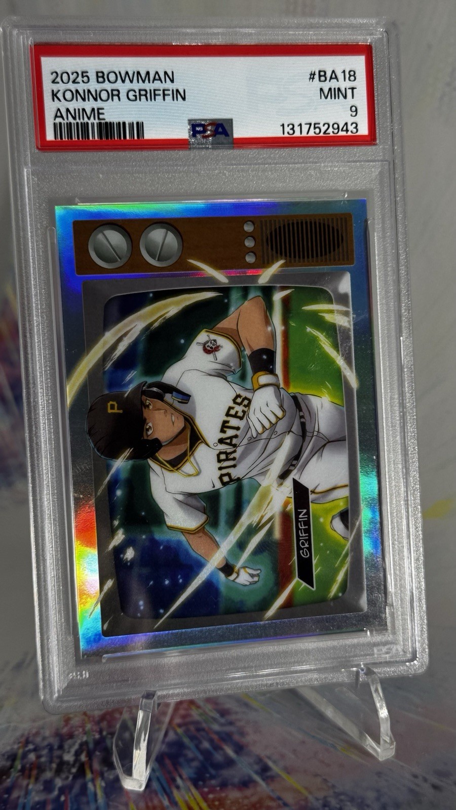 Ultra RARE! PSA 9 2025 Bowman Konnor Griffin Anime #BA-18 Pirates CASE HIT!