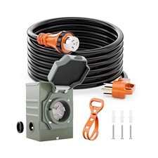 50 Amp Generator Cord and Pre-Drilled Inlet Box Kit, 25ft Generator Cable Ext...